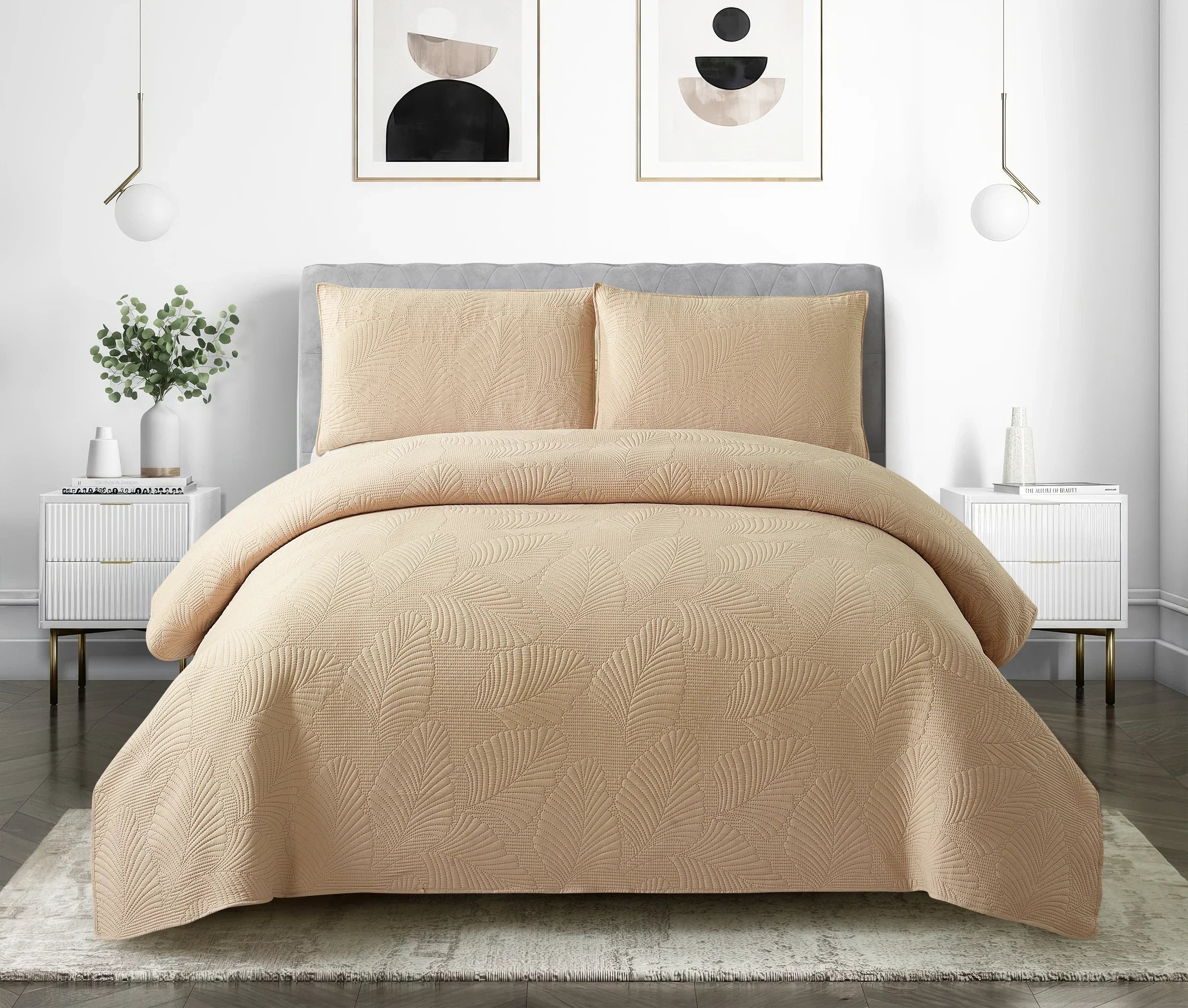 3pcs Luxury Quilted Microfiber Bedspread Coverlet Bedding Set