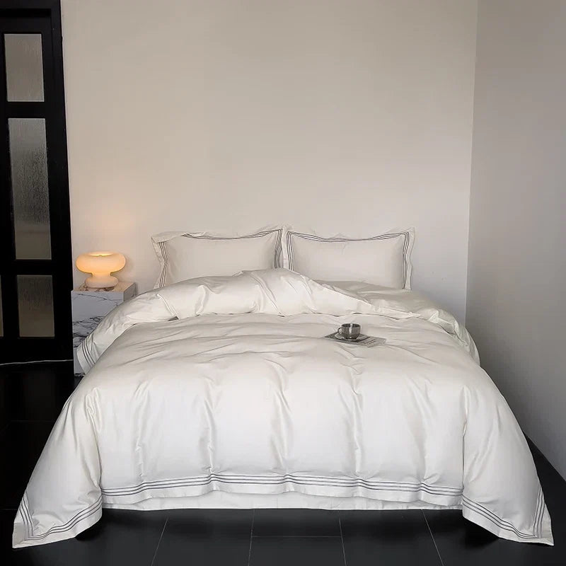Luxury 1000TC Egyptian Cotton Solid Color Hotel Style Embroidery Bedding Set