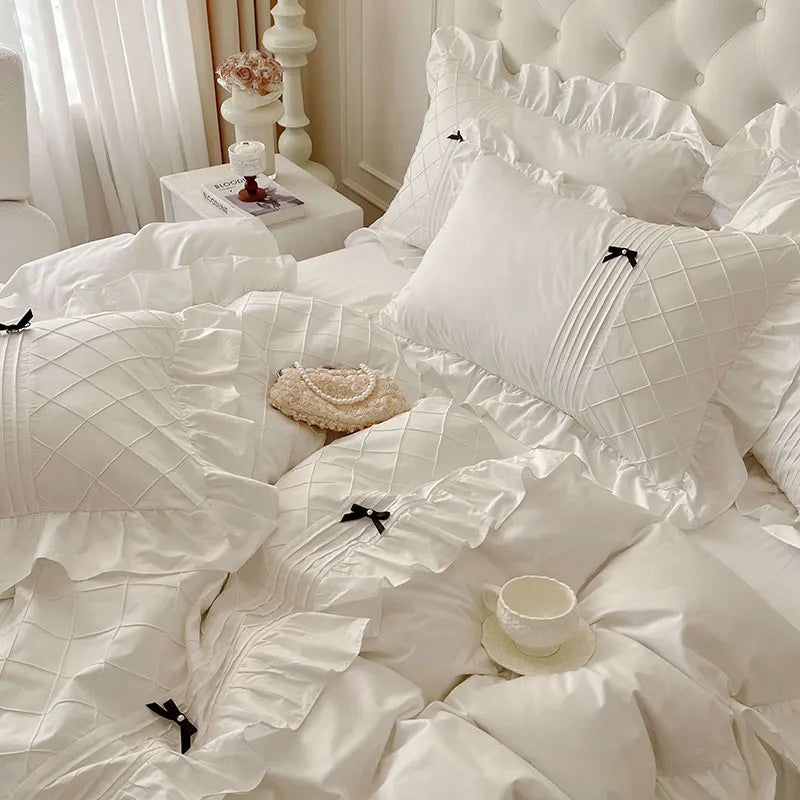White Pink Yellow Princess Wedding Bedding Set