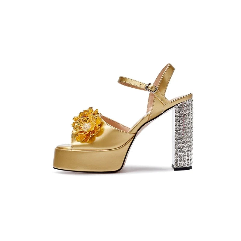 Diamond Accessories Thick Sole Waterproof Platform High Heel