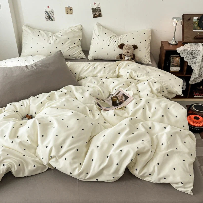 Vintage Double Sided Red Plaid Bedding Set