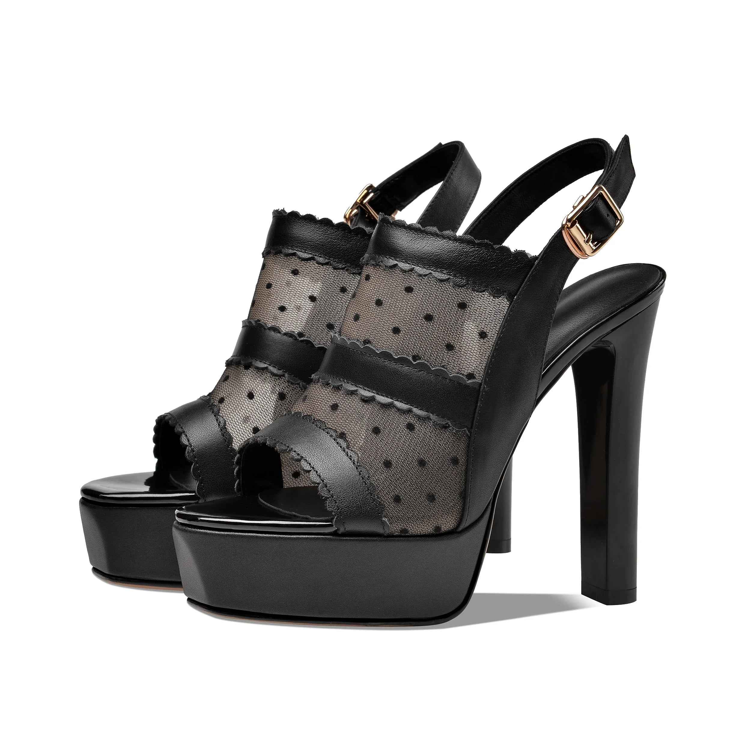 White Cowhide Waterproof Platform Peep Toe Shoes