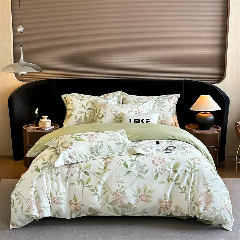 600TC Egyptian Cotton Flowers Butterfly Print Bedding Set