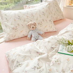 Ins Pink Flowers Bedding Set