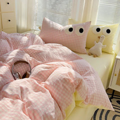 Japanese Plaid 3/4PCS Duvet Cover Set All Seasons Bedding Set