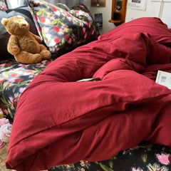 Red Black Duvet Cover Set Ins Floral Twin Queen Size Girls Boys Flat Sheet Pillowcase No Filler Soft Home Decor Bedding Set