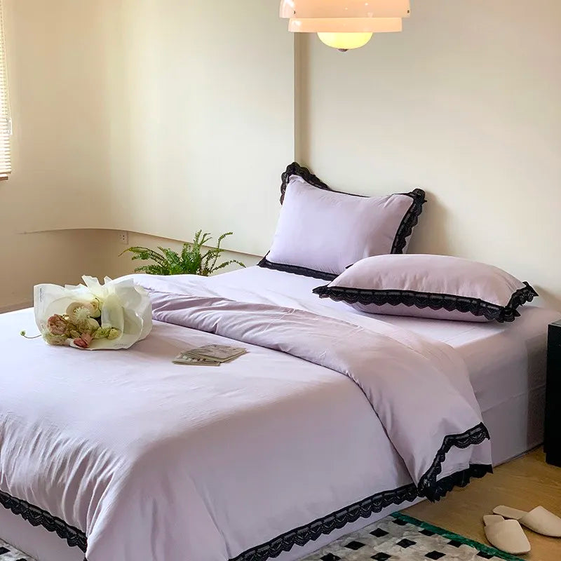 100% Cotton Pink Purple Premium Elegant Bedding Set