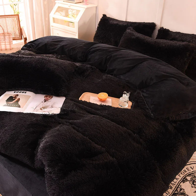 Thickened mink 4 pieces princess Bedding Set
