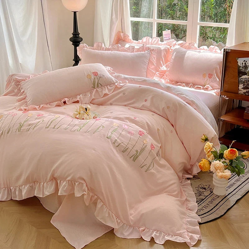 3/4Pcs Ruffle Bedding Set