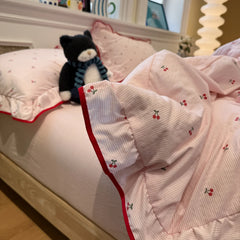 Sweet Pink Crinkled Gauze Bedding Set