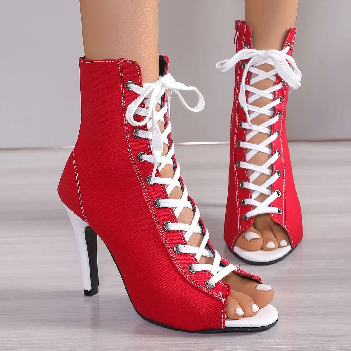Canvas High Hees Shoes