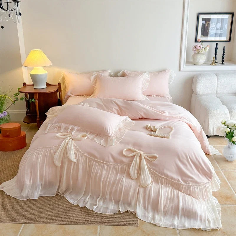 4Pcs Luxury Princess Wedding Style Bedding Set