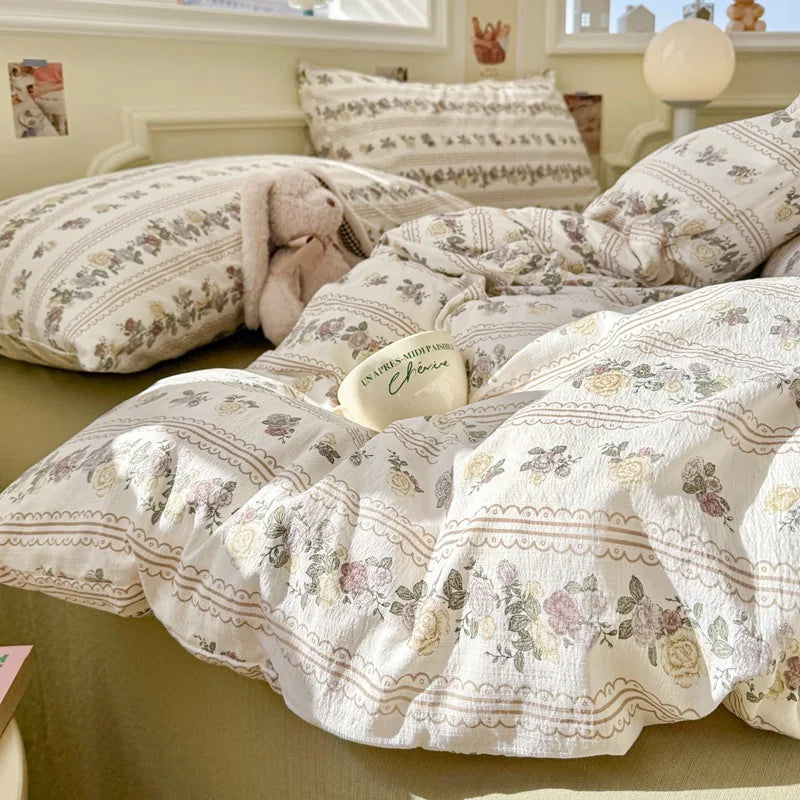 Wave Point Washed Cotton Bedding Set