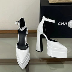 Pointy Water-Proof Platform Chunky Heels