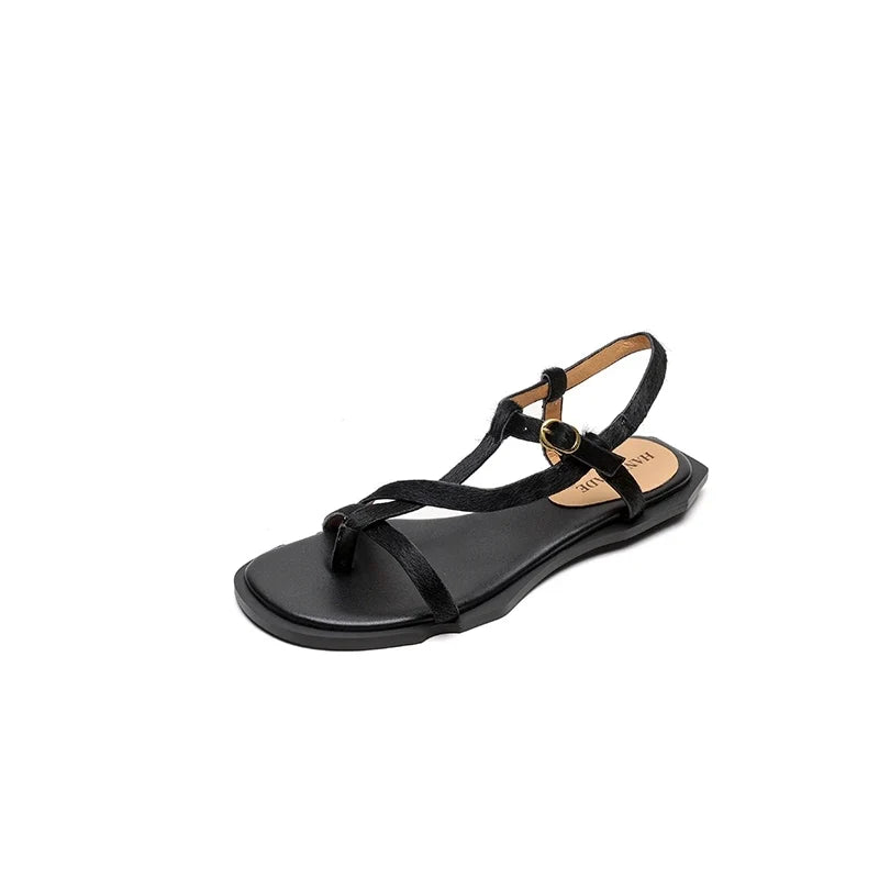 cowhide horsehair low Heel