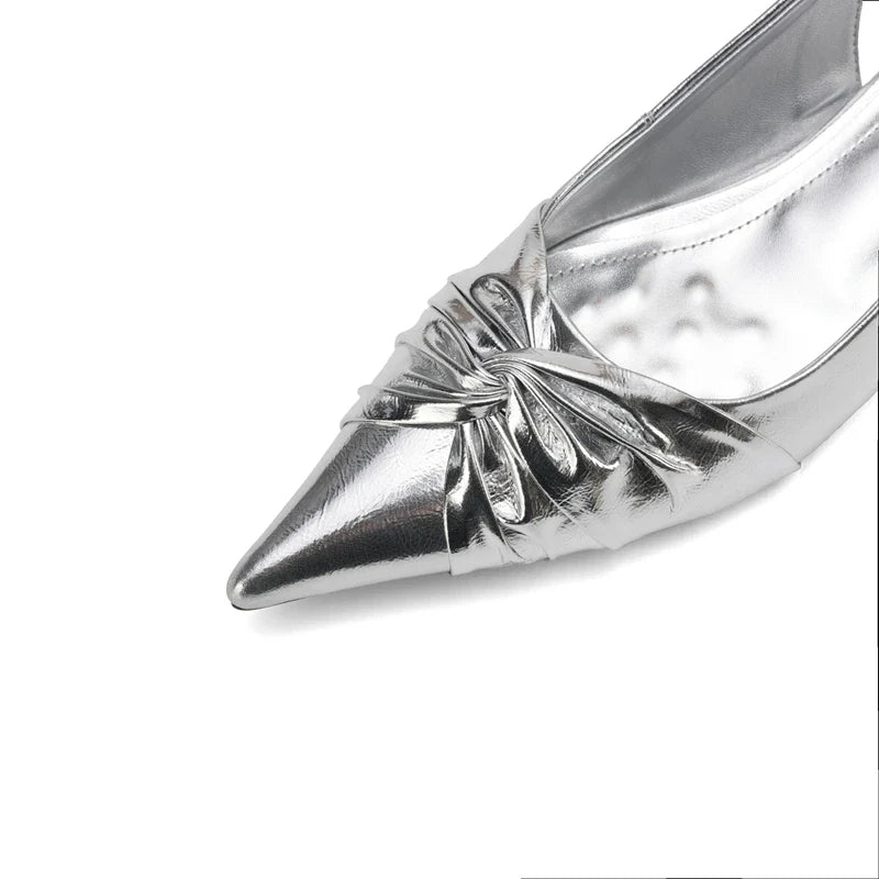 cowhide pointed toe wedge heel