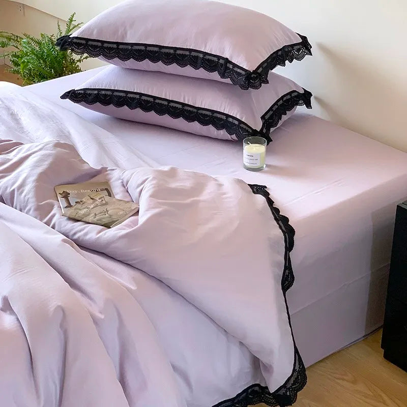 100% Cotton Pink Purple Premium Elegant Bedding Set