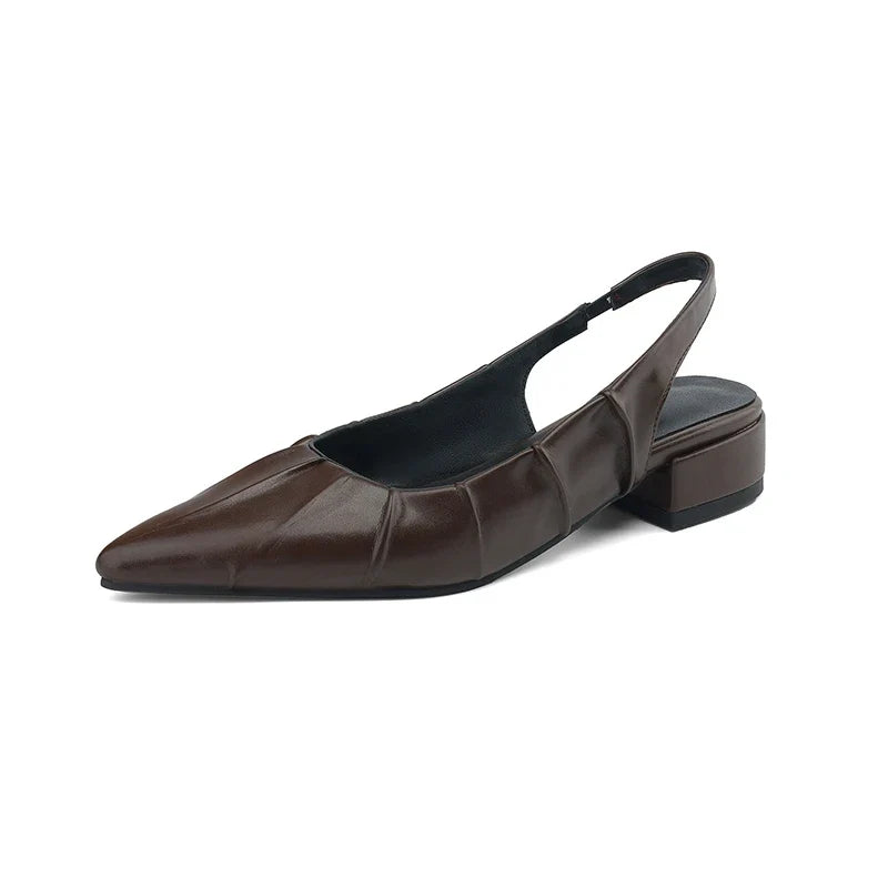 and pointed pleated toe cap comfortable mid Heel