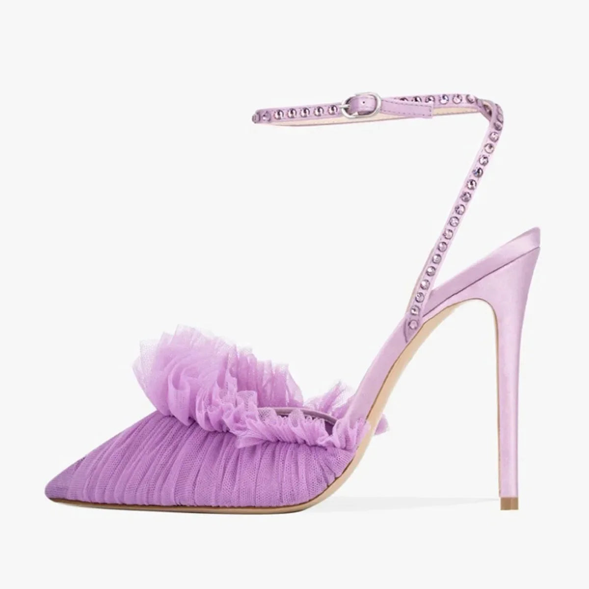 purple Mesh Pleated Wedding Shoes