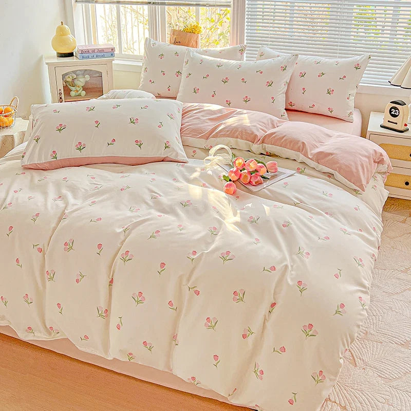 American Pastoral Floral Printed Bedding Set