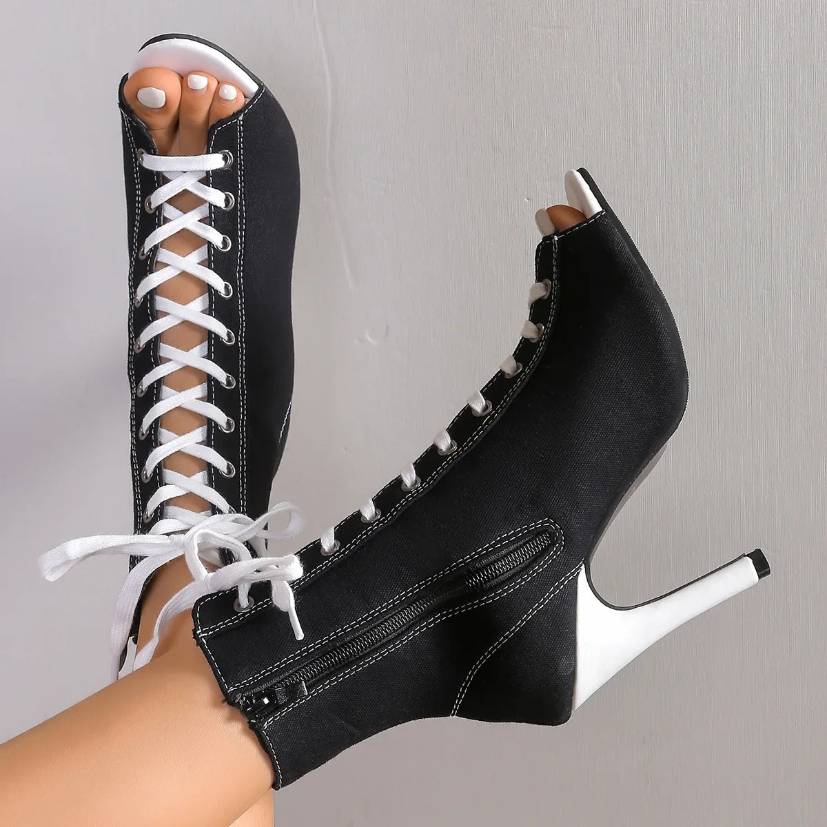 Canvas High Hees Shoes