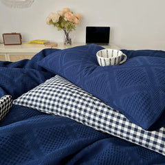 A-class Bedding, Klein Blue Cotton Four Piece Set, Pure Cotton Washed Cotton, Solid Color Bedding, Bedsheet
