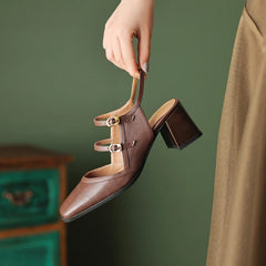 and cowhide thick Heel