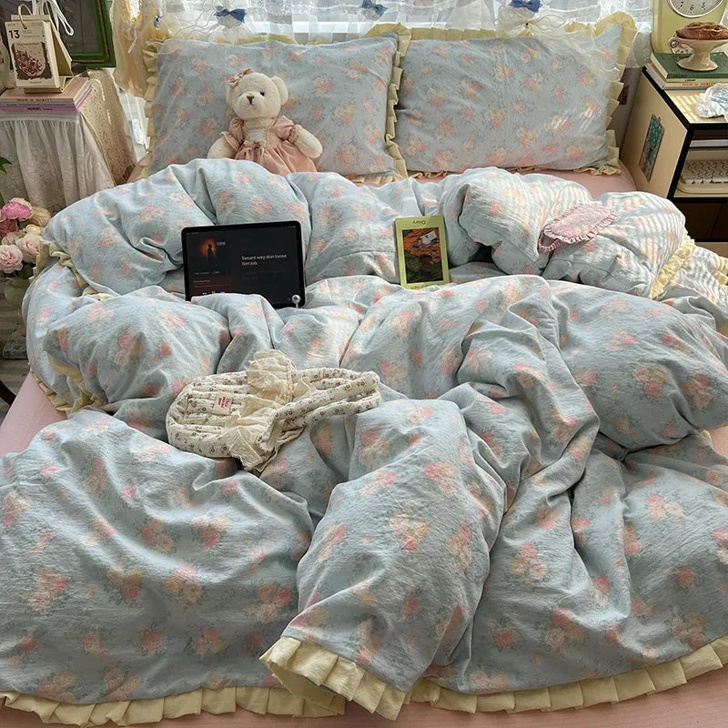 Korean Style Lace Ruffle Bedding Set