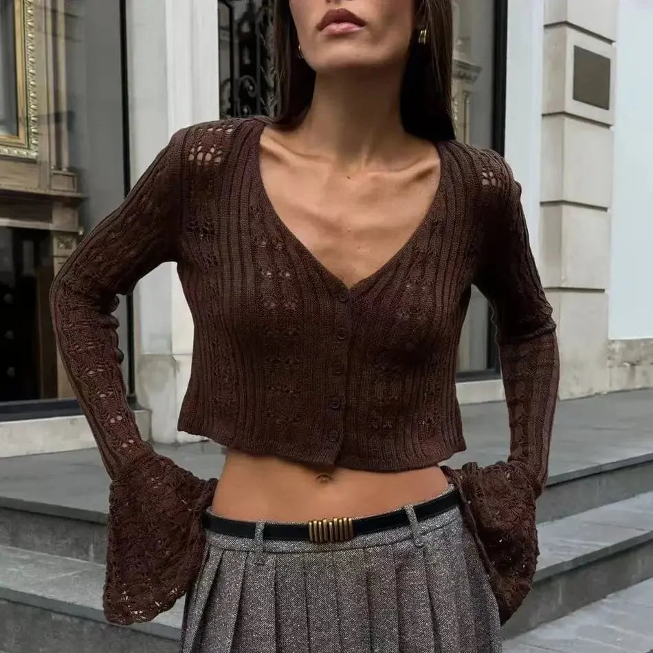 Coasting Through Hollow Out Knitted Cardigan