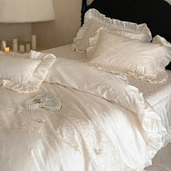 French Exquisite Style Bedroom Tencel Cotton Bed Four Piece Set Pure Cotton Duvet Cover Butterfly Embroidery Jacquard Bed Cover
