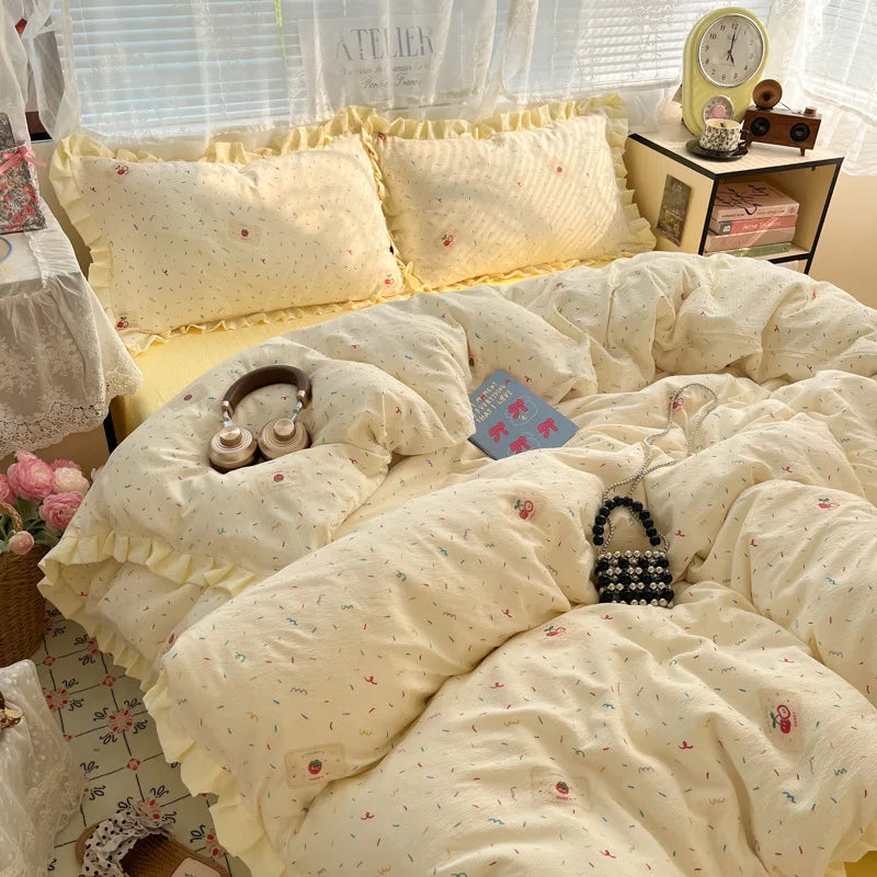 2025 Washed 4PCS Duvet Cover Set All Seasons Bedding Set