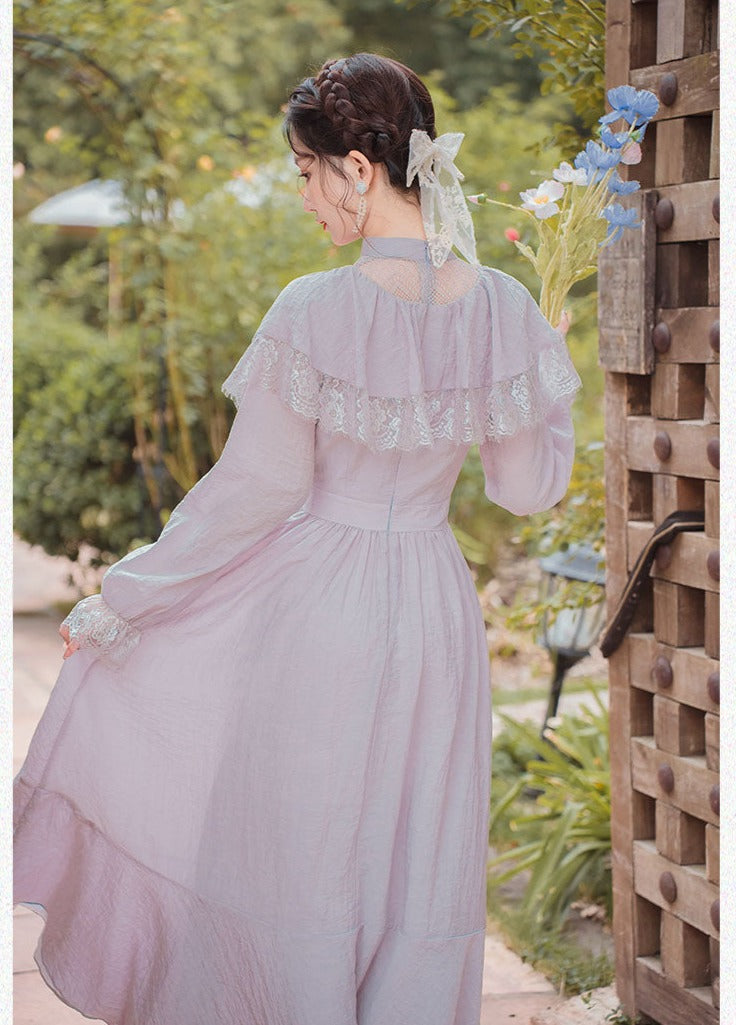 Vestido vintage eduardiano de ninfa lila