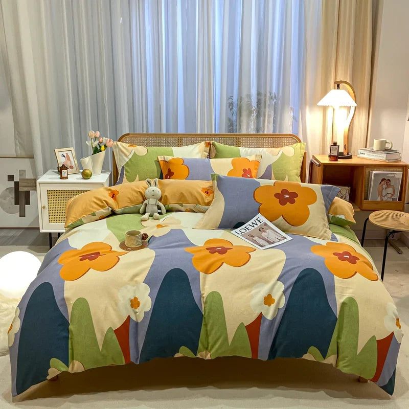 High Quality 100% Cotton Duvet Cover Set Modern Striped Printed Bedding Set