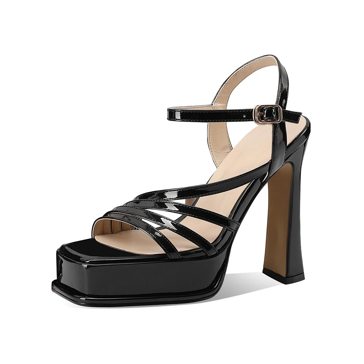 White patent leather platform Sandals