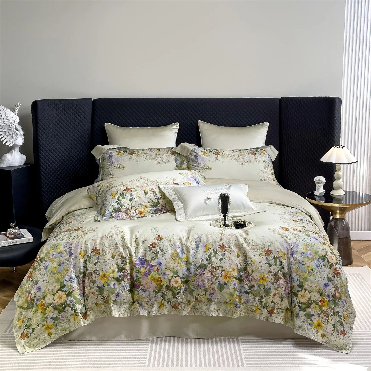 Flowers Prints Luxury Queen King Size Bedding Set