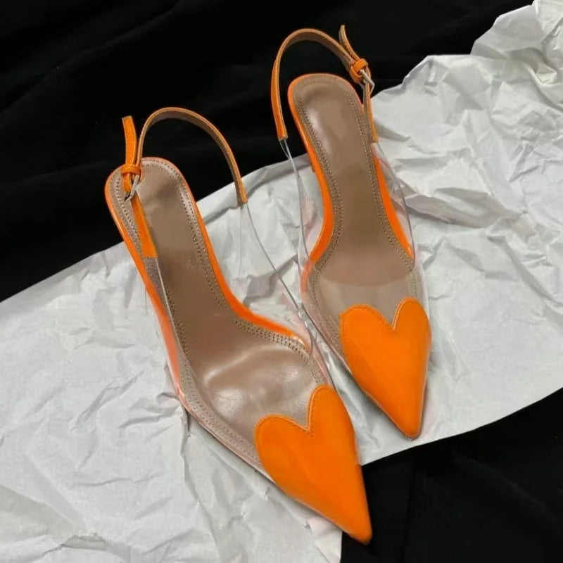 Heart-Shaped Transparent High-Heeled Sandals