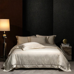Satin Jacquard 1000TC Egyptian Cotton Luxury Champagne Bedding Set