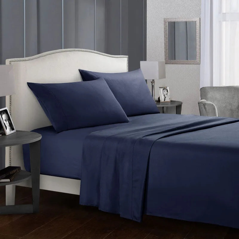 Solid color bed linen set sheets full sets mattress cover flat and fitted sheet with pillowcases Twin Full Queen King Size