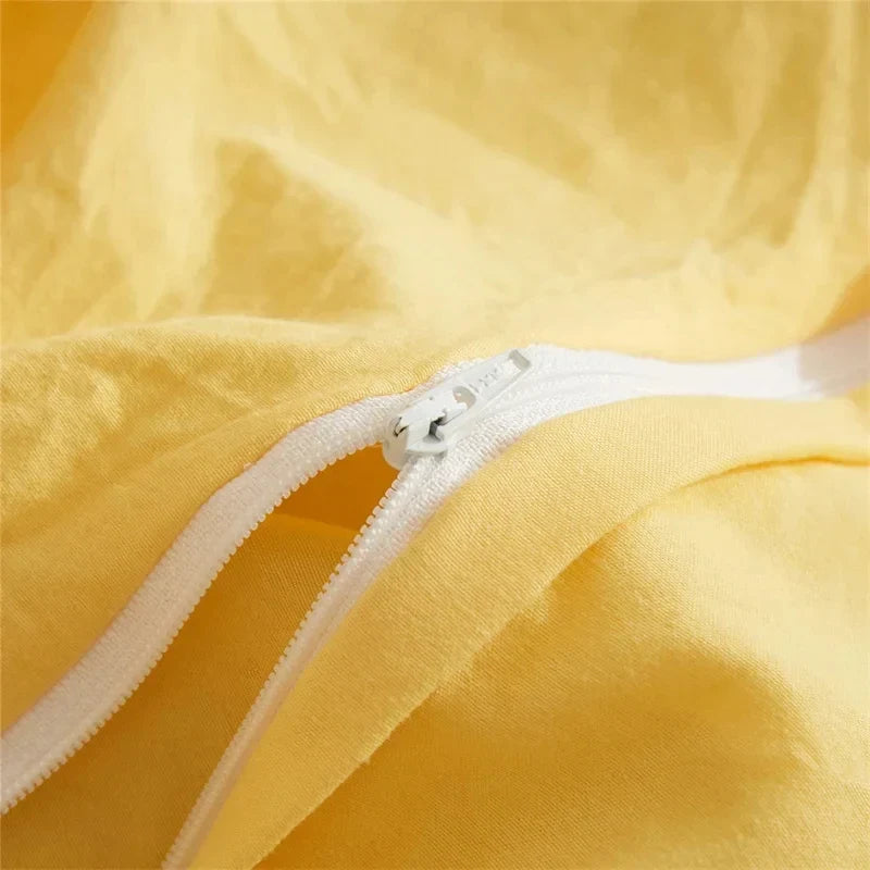 Twin Queen Size Solid Color Duvet Cover Set Pom Tassel Soft Microfiber Bedding Set
