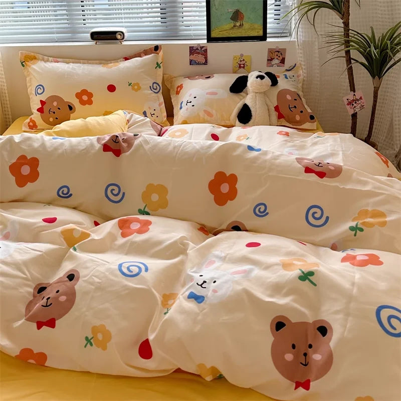 Cream Blue Bedding Set