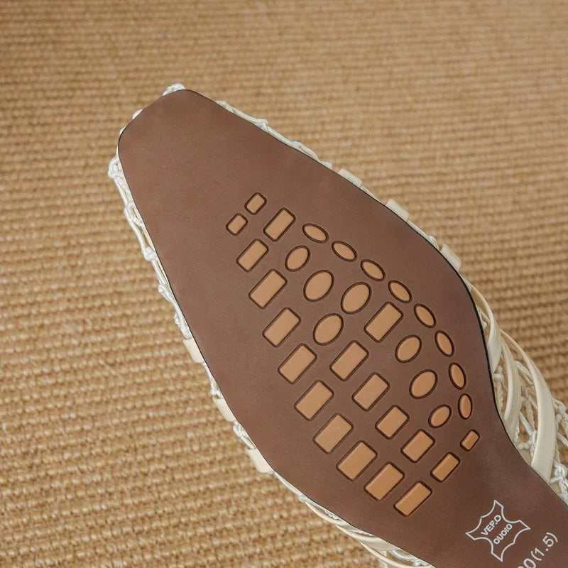 Leather Cowhide Elastic Band with Hollow Mesh Breathable Toe Cover