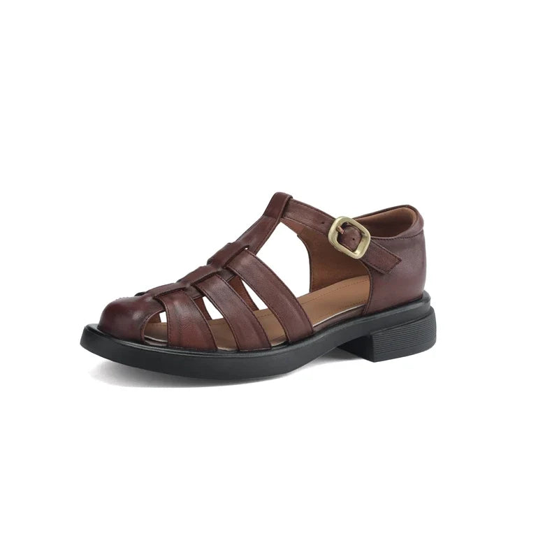 Kaky's Round Head Cowhide Mid Heel