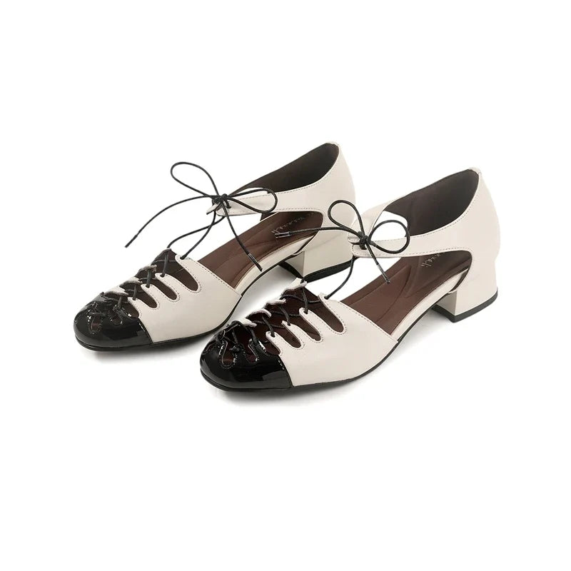 sheepskin round toe tie