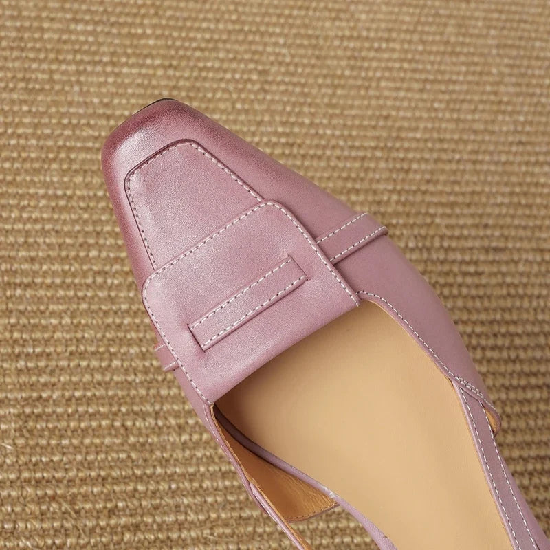 leather cowhide square toe