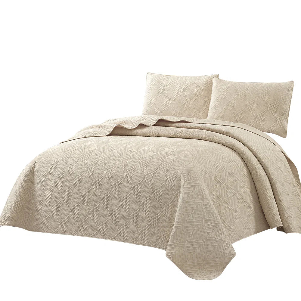 3pcs Luxury Quilted Microfiber Bedspread Coverlet Bedding Set