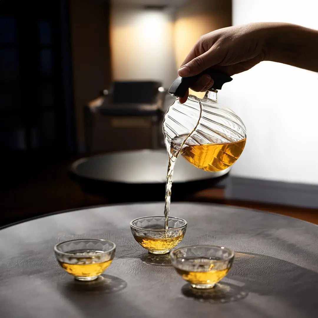 Vintage Pumpkin-Inspired Glass Tea Set