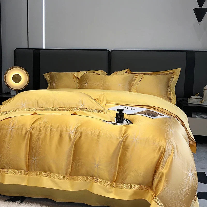 Luxury Egyptian Cotton Jacquard Silky Bedding Set