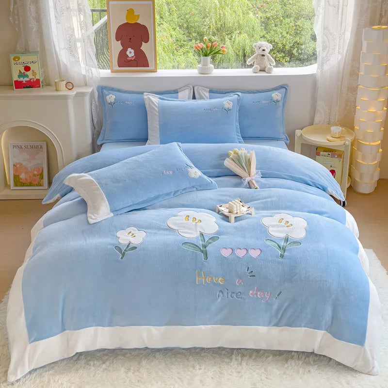 Winter Warm Velvet Bedding Set