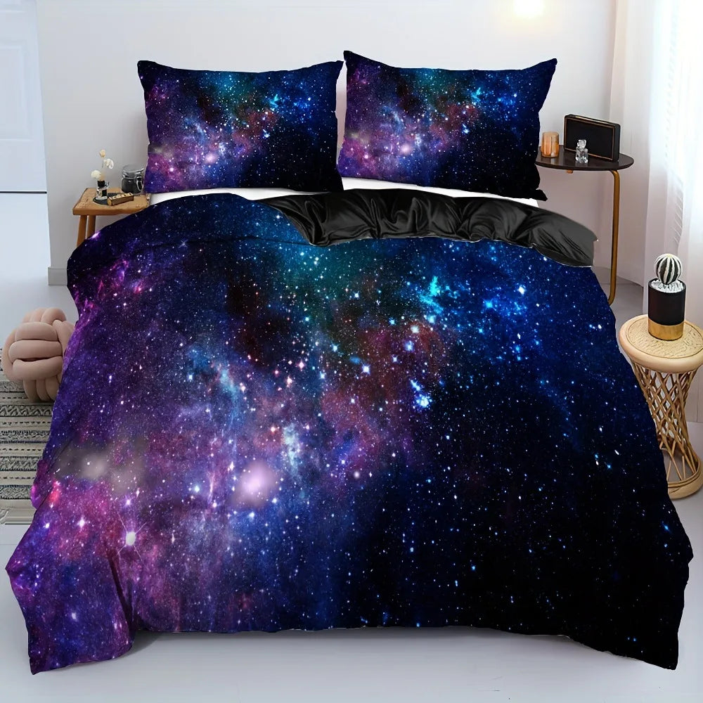 Universe Duvet Set with Pillowcase Planet Galaxy Printed Boys Girls Custom Made Digital Printed 3-Piece No Bed Sheet Bedding Set