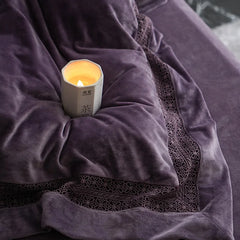 4Pcs Winter Thickened Milk Velvet Luxury Purple Bedding Set